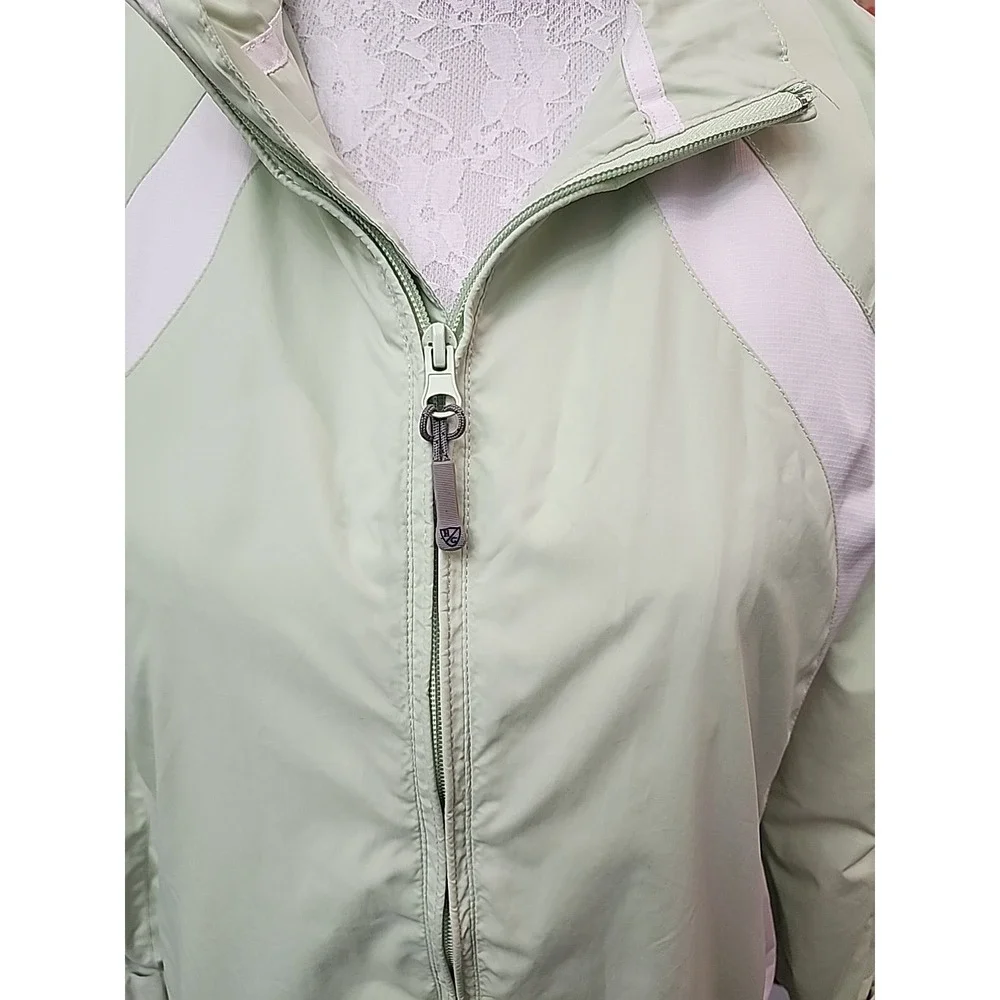 Heritage Cross Women's Windbreaker Jacket M Lime Green White Zip Water Resistant